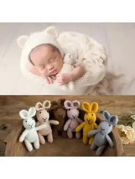 Mielas Nėrimo Megzti Rabbit Žaislas, Lėlė Naujagimio Kūdikio Nuotrauka Fotografijos Rekvizitai P31B