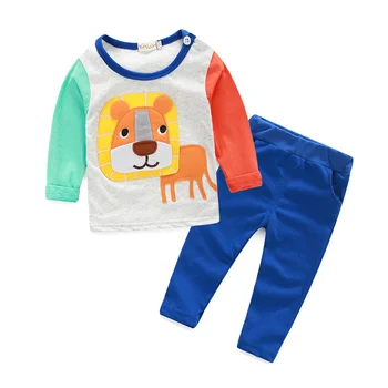 Mielas kūdikis clthing nustatyti kūdikių, mergaičių, kūdikių drabužiai berniukas vestidos mažasis liūtas modelis t-marškinėliai +kelnės kūdikiams gyvūnų Pižama