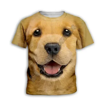 Mielas šuo veidą, vaikų drabužiai, 3D vaikų marškinėliai, laisvalaikio, vaikų trumpomis rankovėmis 4t-14t
