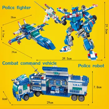 Miesto Policijos Swat Komanda Konstruktorius Karinė įranga, biuro įranga Blokai Automobilio Deformacijos Robotas logoINGlys Playmobiled Žaislas Vaikams