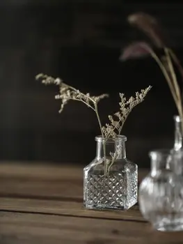 Mini Stiklo Vaza Retro Skaidrus Darbalaukio Dekoravimas Ornamentais, Gėlių Kompozicijų Vaza Vis Dar Gyvenimo Fotografija Rekvizitai