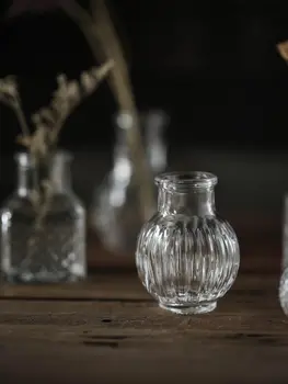 Mini Stiklo Vaza Retro Skaidrus Darbalaukio Dekoravimas Ornamentais, Gėlių Kompozicijų Vaza Vis Dar Gyvenimo Fotografija Rekvizitai