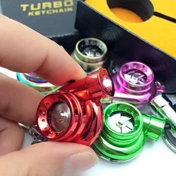 Mini Turbo Pripūtimo Keychain Besisukančios Turbinų Klavišą Grandinės Žiedas paketų prižiūrėtojų raktinę Pulteliais Automobilių paketų prižiūrėtojų raktinę Automobilio Interjero Aksesuarų su Led
