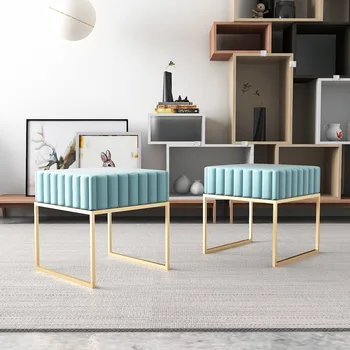 Modernus minimalistinis audinio batų keitimas išmatose kūrybos namų įėjimo mažai kėdžių, gyvenamasis kambarys sofos, kėdžių