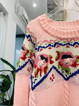 Mori mergina Megztinis Pavasarį, Rudenį Megzti megztinis Megztinis gėlių trikotažas