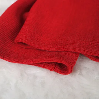 Moteris Raudona Megzta Suknelė 2020 M. Rudens Žiemos ilgomis Rankovėmis Kietas Bodycon Seksualus Dieną Naktį, O-Kaklo Moterų Aukšto juosmens Slim Suknelės