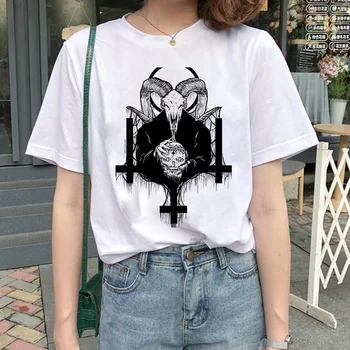 Moteris Tshirts Šėtono Demonas Mirtis Baisi Blogio Satanism Grim Reaper T-shirt Top Marškinėliai, Vintage Drabužius T-shirt Harajuku Marškinėliai