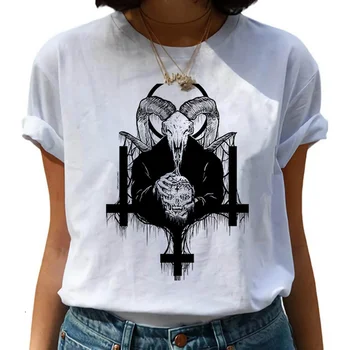 Moteris Tshirts Šėtono Demonas Mirtis Baisi Blogio Satanism Grim Reaper T-shirt Top Marškinėliai, Vintage Drabužius T-shirt Harajuku Marškinėliai