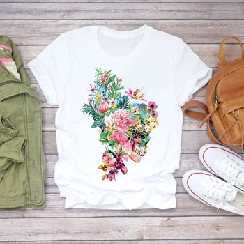 Moterys, Ananasų, Gėlių Gėlių Atspausdintas Trumpas Rankovės Mados Lady T-shirts Top Marškinėliai Moteriški Vyriški Grafinis Moterų Tee Marškinėliai