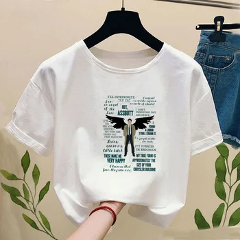 Moterų Antgamtinių Winchester Bros Print T-shirt 2020 metų Vasaros Mados Mielas Anime Ullzang Trumpas Rankovėmis marškinėliai Mergina,Lašas Laivas