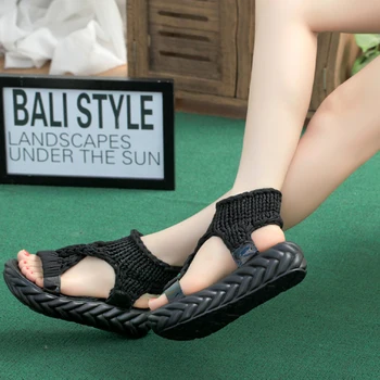 Moterų Gladiatorių Sandalai Vasarą Butas Vilnos Batai Storu dugnu Mezgimo Sandalai Kietos Ponios Platforma Sandalias Zapatos Mujer