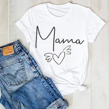 Moterų Lady Mama Padengti Gėlių Motina trumpomis Rankovėmis Spausdinti Ponios Vasaros T Tee Marškinėlius Moterų Moterų Top Marškinėliai Drabužių Grafinis T-shirt