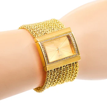 Moterų Laikrodžiai, Viršuje prabangus Aukso Multi-layer Karoliukai Kvarcinis Analoginis Lydinio Golden Band Apyrankę Žiūrėti Laikrodis reloj mujer Ponios Žiūrėti