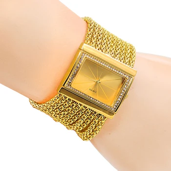 Moterų Laikrodžiai, Viršuje prabangus Aukso Multi-layer Karoliukai Kvarcinis Analoginis Lydinio Golden Band Apyrankę Žiūrėti Laikrodis reloj mujer Ponios Žiūrėti