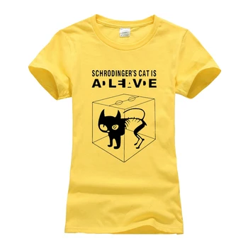 Moterų juokingi Schrodinger ' s Cat marškinėliai atsitiktinis 2020 metų vasaros Didžiojo Sprogimo Teorija medvilnės, trumpomis Rankovėmis drabužius femme camisetas