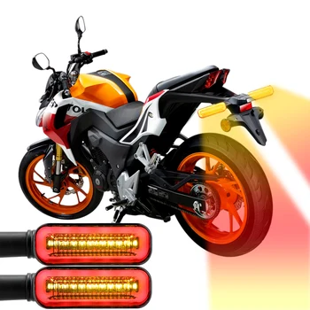 Motociklo Posūkio Signalai, 2 in 1 Indikatorių Rodikliai 2vnt/komplektas DRL LED Posūkio Signalo Lemputė Tekančio Vandens Flasher Universalus galinių žibintų