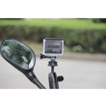 Motociklo galinio vaizdo Veidrodžio Laikiklio tvirtinimas GoPro Hero 8 7 6 4 3+ SJCAM sj4000 EKEN H9 Xiaomi Yi Veiksmų Fotoaparato Trikojo Monopodzie