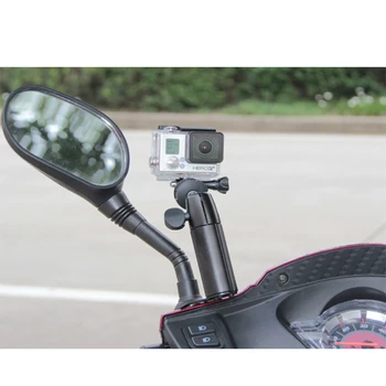 Motociklo galinio vaizdo Veidrodžio Laikiklio tvirtinimas GoPro Hero 8 7 6 4 3+ SJCAM sj4000 EKEN H9 Xiaomi Yi Veiksmų Fotoaparato Trikojo Monopodzie