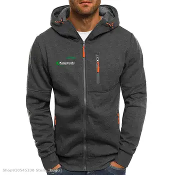 Motociklo zip hoodie vyrų palaidinės mados puloveriai šiltas kišenėje kawasaki gobtuvu lauko Sporto Outwear lenktynių striukė
