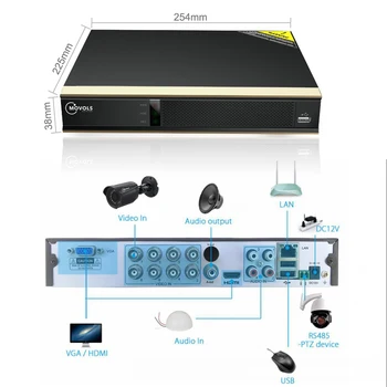 Movols 8CH AI CCTV Kameros Sistema 1080P Apsaugos Stebėjimo Kameros DVR Rinkinys Vandeniui Namo Lauko Vaizdo Stebėjimo Sistema
