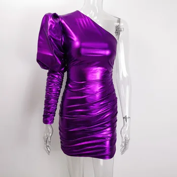 Mozision Vieną Petį Sluoksniuotos rankovėmis Suknelė Moterims Kietas Ruched Mini Suknelės Ponios 2020 M. Žiemos Nauja Seksuali Klubas Partywear Vestidos
