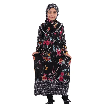Musulmonų Suknelė Abaja Vaikai Islamo Drabužių Baby Girl Suknelė, Hijab Dubajus Kaftan Skraiste RamadanTurkey Arabų Maxi Drabužiai Moterims