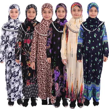 Musulmonų Suknelė Abaja Vaikai Islamo Drabužių Baby Girl Suknelė, Hijab Dubajus Kaftan Skraiste RamadanTurkey Arabų Maxi Drabužiai Moterims