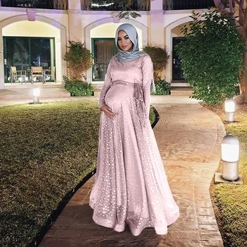 Musulmonų Suknelė abaja, Nėščios Moterys, Grindų ilgio Suknelė Musulmonų Plius Dydis Prarasti Elegancijos Motinystės Ilgai nėštumo suknelė vestidos