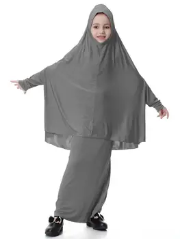Musulmonų Vaikai, Mergaitės Suknelė Dviejų Dalių Rinkinys, Abaja Ilgai Hijab Šalikas Maxi Sijonas Islamo Drabužių Arabų Malda Kaftan Rūbeliai