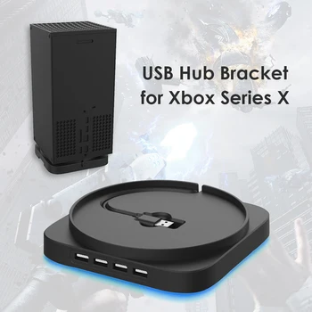 NAUJAS Vertikalus Stovas Xbox Serijos X su 4 Prievadų USB 2.0 Hub Mėlyna Šviesa Lopšio Pagrindo Žaidimų Konsolės Priedai