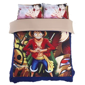NAUJAS poliesterio, Medvilnės One Piece Anime Miegamasis visą karalienė king size animacinių filmų Patalynės Komplektai Berniukams Vaikai antklode padengti Nustatyti užvalkalas