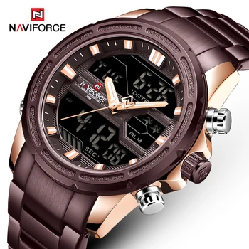 NAVIFORCE Top Brand Vyrų Laikrodžiai LED Analoginis Skaitmeninis ir Kvarcinis Laikrodis Dizaino Sporto Žiūrėti Vyrų Laikrodžiai vyriški Reloj Hombre