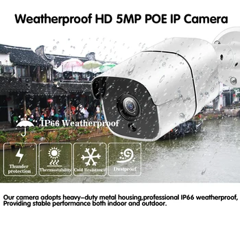 NINIVISION H. 265 5MP Saugumo Tinklo IP Kameros Metalo Vandeniui IP66 48V POE ONVIF Stebėjimo kamerų Kulka POE IP Camera