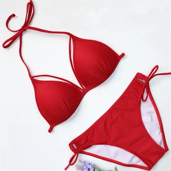 [NODELAY] 2021 Tvarstis Moterų maudymosi kostiumėlį, Seksualus Bikini, Trikampio Paplūdimio Biquini raudona Moterų maudymosi Kostiumėliai, Bikini Nustatyti Push Up Apynasrio viršuje Plaukti