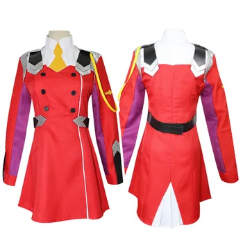 NULIS DU Kostiumas Anime DARLING į FRANXX KODAS:002 Cosplay Suknelė Moterų, Mergaičių Raudoną Trumpą Suknelę
