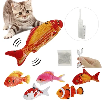 Naminių gyvūnėlių, Kačių Žaislas USB Įkrovimo Modeliavimas Elektros Juda Pliušinis Žuvų Katės Žaislas, Žaislai, Interaktyvios Elektrinis Šuns, Augintinio Žaislas Dropshipping