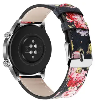 Natūralios Odos Dirželis Huawei GT 1 GT2 46 42mm GT2E Smartwatch 2019 Gėlių Juosta aukščio Gėlė Slim Pakeitimo Apyrankė