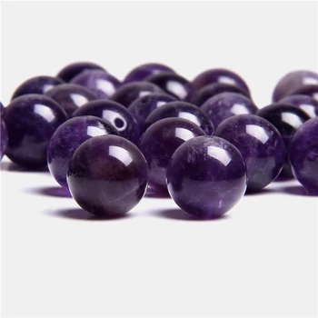 Natūralių A Amethysts Granules, Violetinė kvarco Kristalų Akmens Raundas 6 8 10 12 mm tarpine Prarasti Karoliukai Papuošalai Priėmimo rankų darbo apyrankė