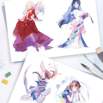 Nauja Mergina Star Japonijos Akvarelė Pobūdžio Piešimo Technika Pamoka knyga