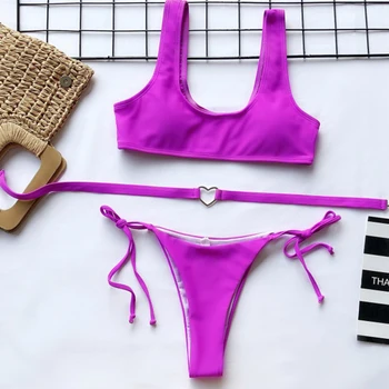 Nauja Seksuali Brazilijos Bikini 2020 Moterų Diržas maudymosi Kostiumėliai, Moterų Bandeau String maudymosi kostiumėlį Dviejų vienetų Bikini komplektas Bather Maudymosi Kostiumas