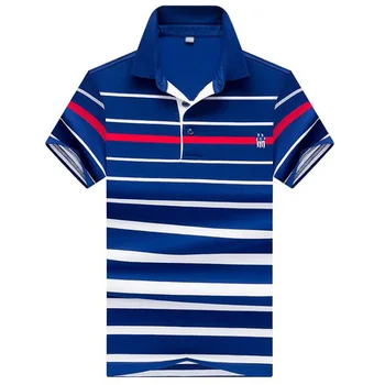 Nauja Vasaros Aukštos Kokybės Medvilnės Prekės vyriški Polo Marškinėliai Verslo atsitiktinis striped polo marškinėliai vyrams, Kietas polo marškinėliai