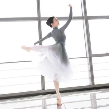 Nauja siunta Baleto Viršūnes Sijonas Tinka Moterims Suaugusiųjų Lyrinis Šokių Sijonas Ilgio Šifono Įvyniojimas Sijonas 2 Gabalas Kostiumas Baleto