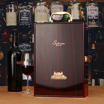 Nauja stiliaus dvigubos odos dėžutė aukštos klasės raudonas vynas, dovanų dėžutėje dvigubas medinis butelis vyno dėžutė namų saugojimas organizatorius