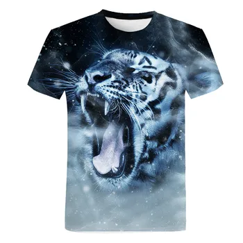 Nauja, vyriški T-shirt 3D atspausdintas gyvūnų valdinga trimatis tigras marškinėliai trumpomis rankovėmis juokinga dizaino atsitiktinis viršų T-shirt