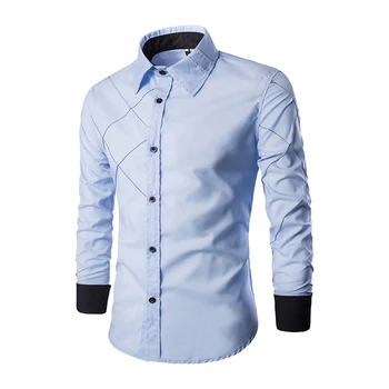 Nauja, vyriški ilgomis rankovėmis marškinėliai, Tinklinio modelio dizainas Atsitiktinis marškinėliai, 10 spalvų