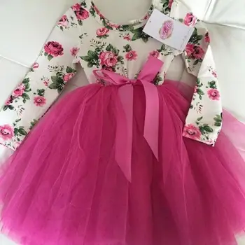 Naujagimio Mergina Kūdikių Romper Jumpsuit Bodysuit Tiulio Nėrinių Suknelė Aprengti Apranga Gėlių Suknelė Kūdikių Mergaičių 0-24 Mėnesiai