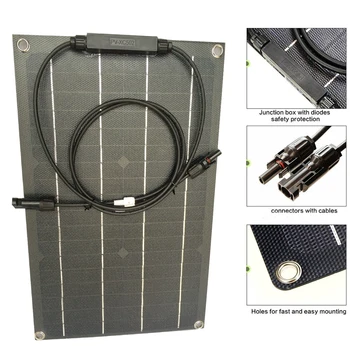Naujai Juoda ETFE lanksčias saulės skydelis saulės elementų 20w saulės kolektorių ETFE Danga, baterijos kroviklis 12V saulės baterija