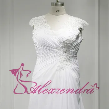 Naujas 2016 Atvykimo Sandėlyje Suknelė Elegantiškas Aplikacijos Vestuvių Suknelės Šifono vestidos de novia Plius Dydis Paplūdimio Vestuvių Suknelės