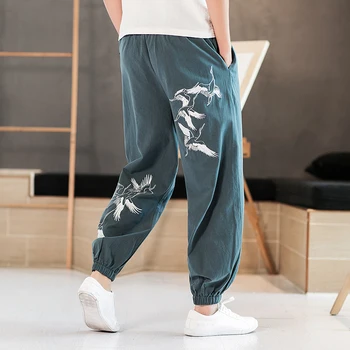 Naujas 2019 kelnės vyrams medvilnės skalbiniai Xianhe siuvinėjimo Kinų stiliaus Haremas Klubo Karšto pants elastinga wiast kietas kelnės 4018-SK11