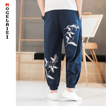 Naujas 2019 kelnės vyrams medvilnės skalbiniai Xianhe siuvinėjimo Kinų stiliaus Haremas Klubo Karšto pants elastinga wiast kietas kelnės 4018-SK11